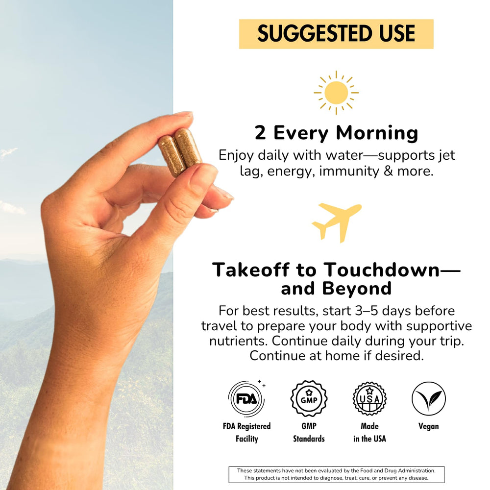 Co-Pilot Travel Vitamin bottle with chia and green tea for digestion support