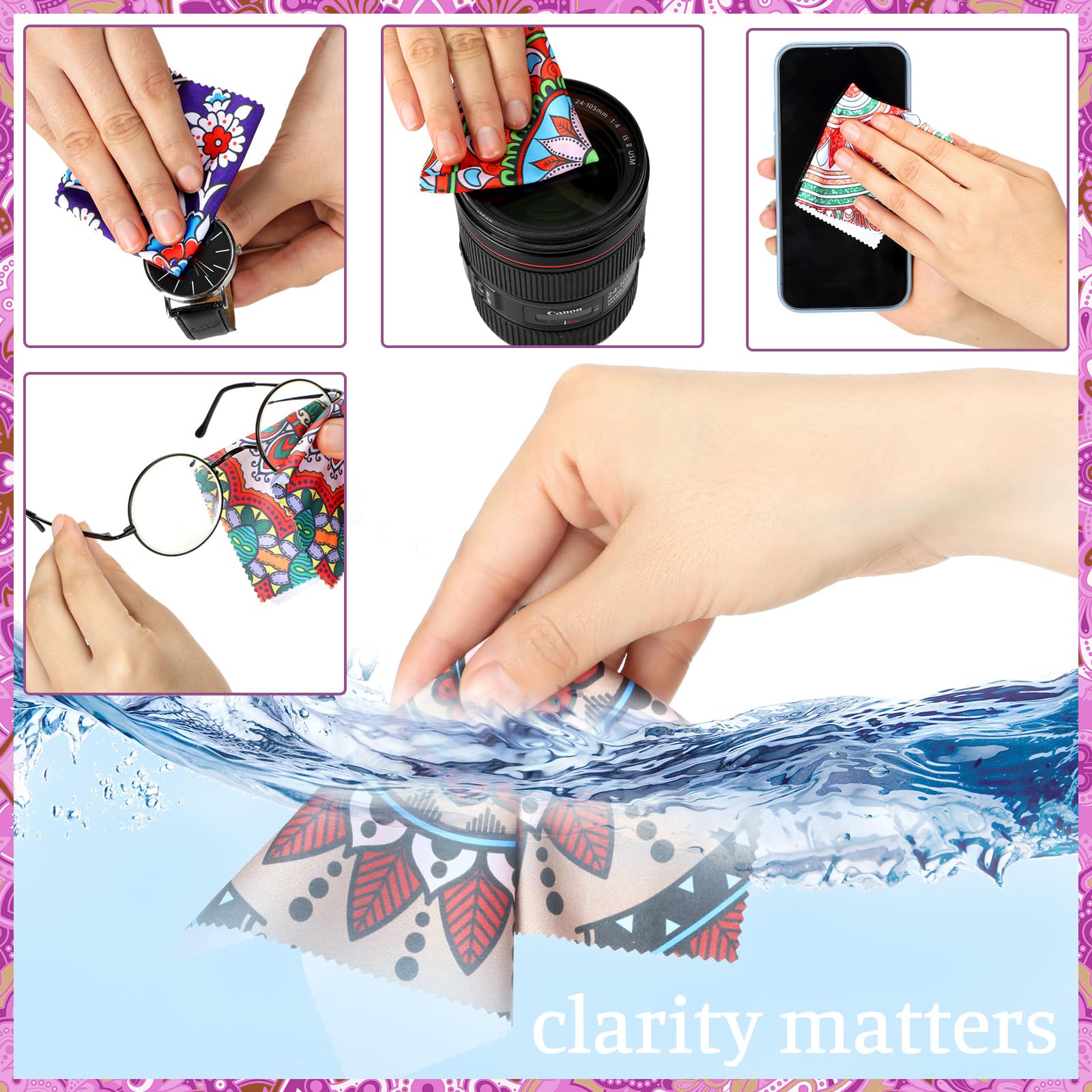 Copkim mandala cloths promote crystal-clear lenses with lint-free cleaning
