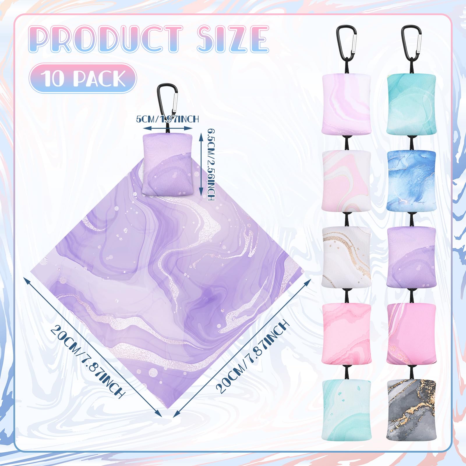 Copkim marble design cloth shown with open pouch for portable storage.