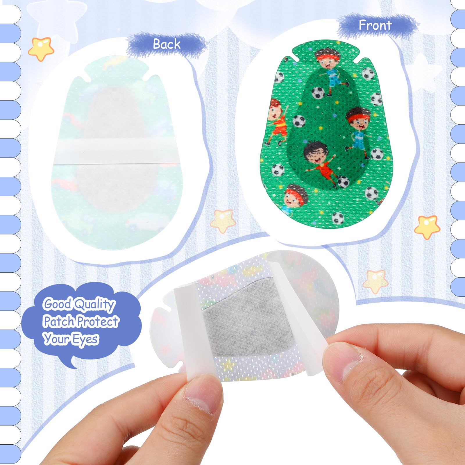 Copkim parches oculares para niños con cohetes, adhesivo suave para piel delicada.