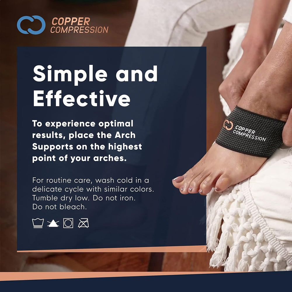 Copper Compression Arch Support black size options for versatile wear
