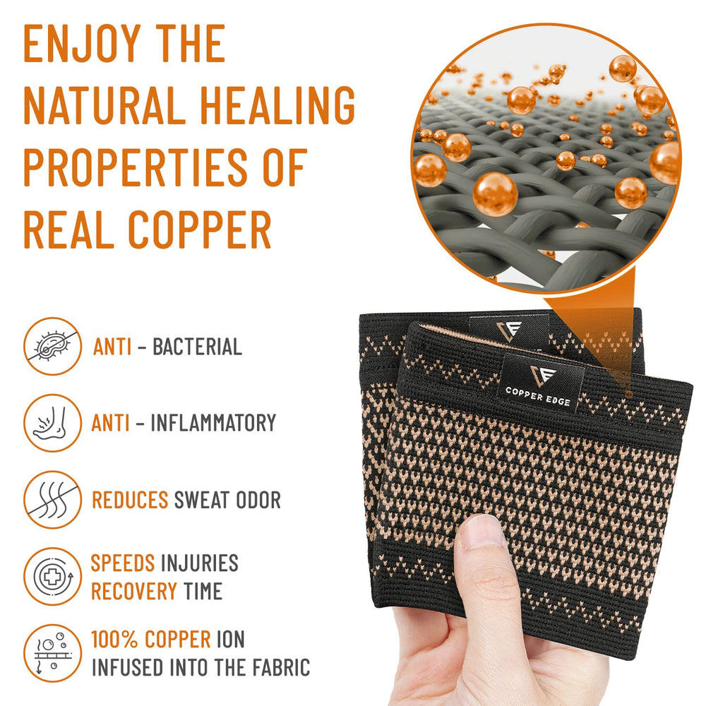 Copper Edge arch-support worn under socks for all-day comfort.