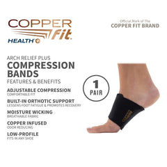 Close-up of Copper Fit Arch Relief Plus Wrap material with odor-control fibers.