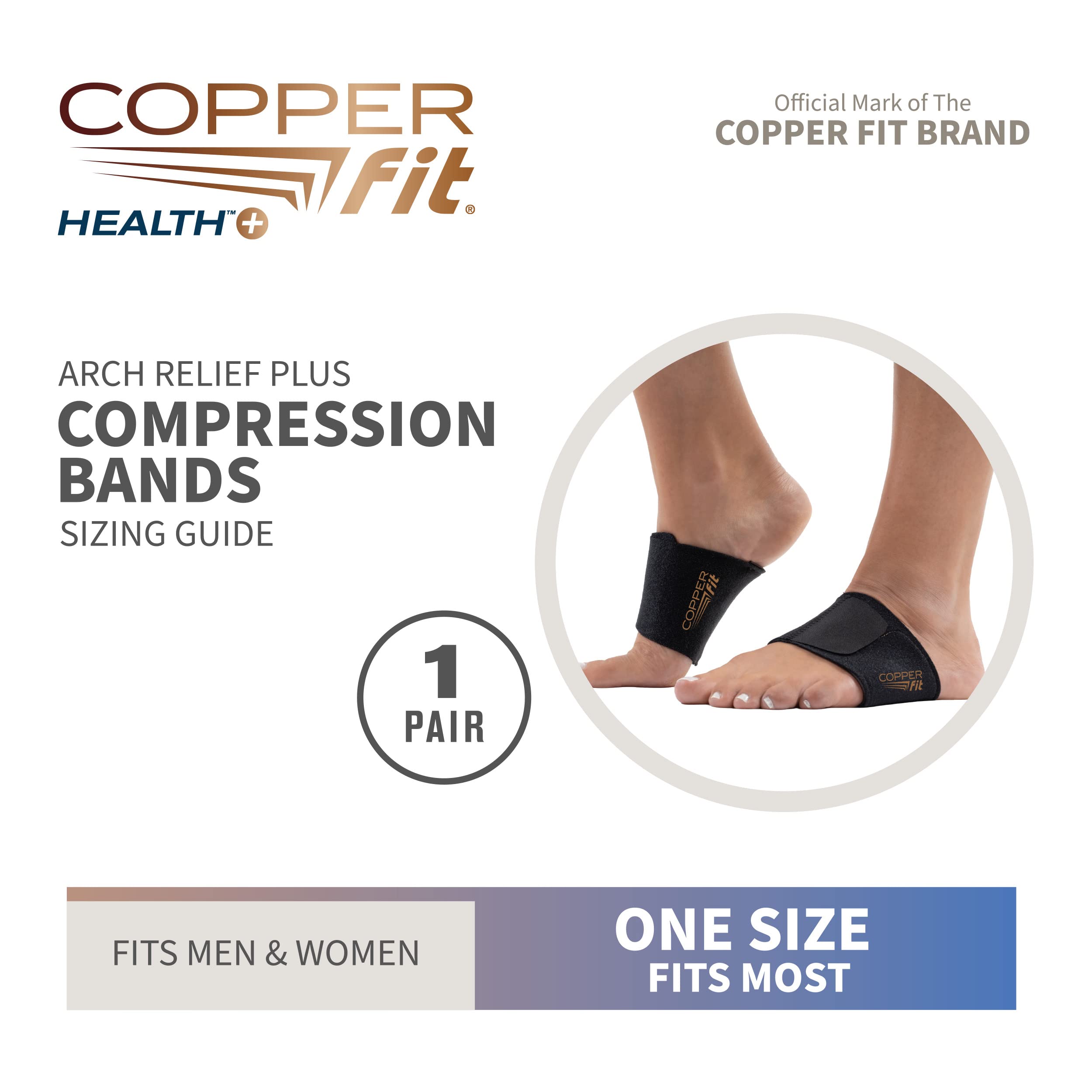 Wearing Copper Fit Arch Relief Plus Wrap with or without shoes for versatility.