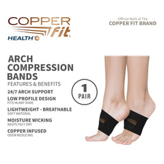 Copper Fit Health Arch Relief Band close-up fabric highlights breathable, comfortable material.