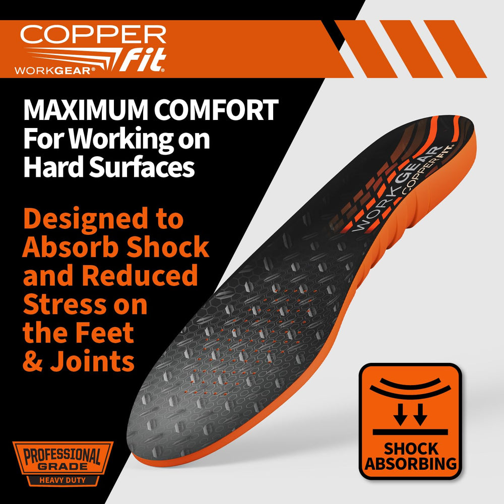 Copper Fit Pro durable heel cup cushions impact, helping you stay on your feet longer.