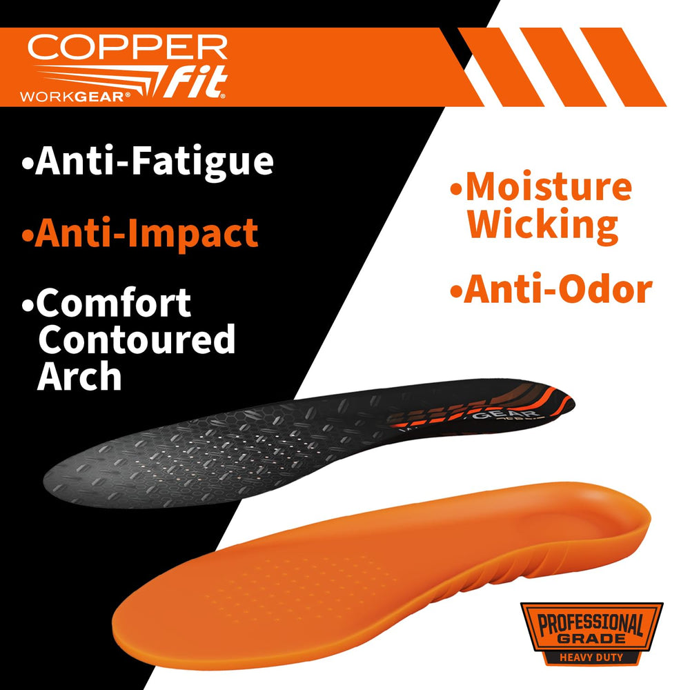 Copper Fit Pro ventilated top layer wicks moisture and reduces odor for dry feet.