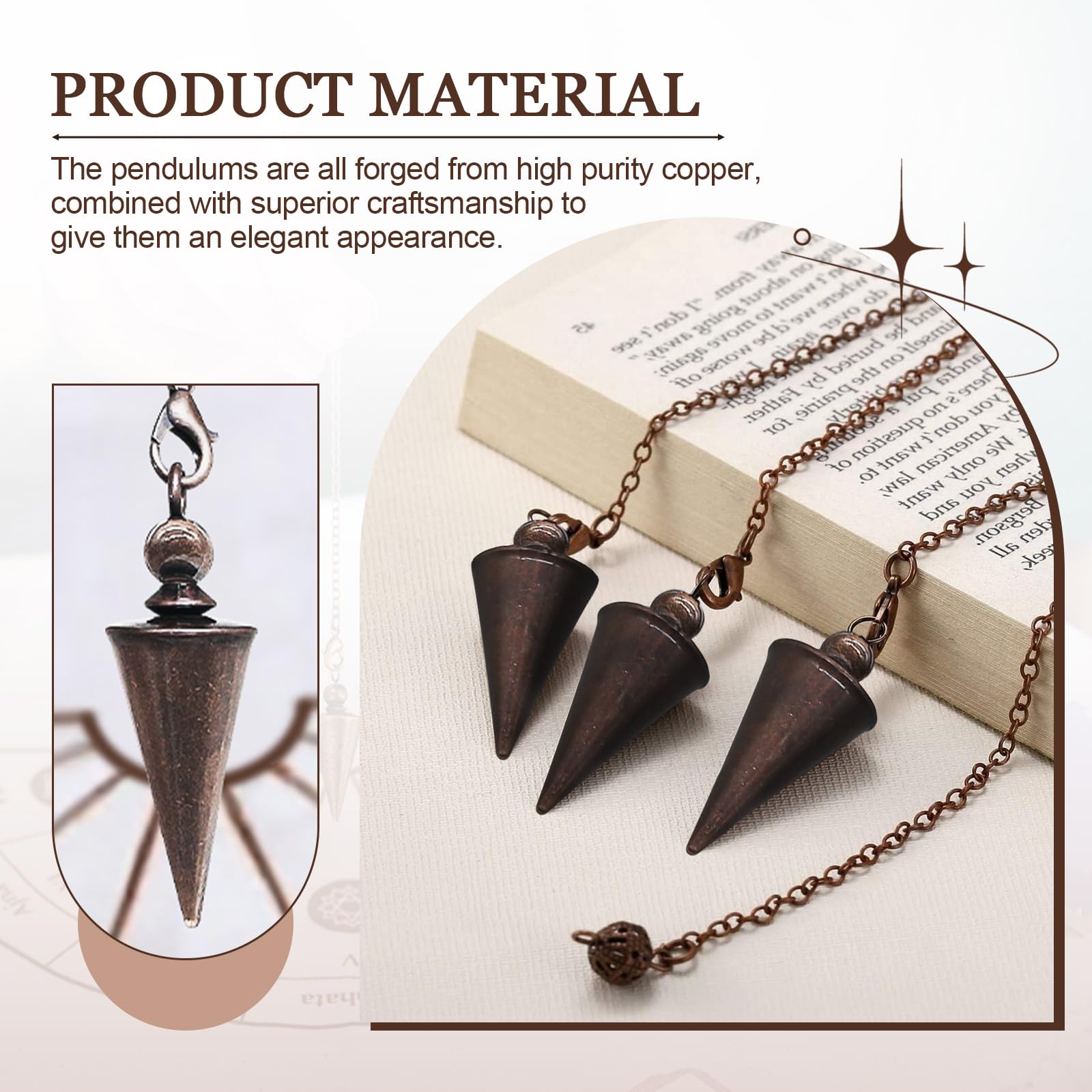 Copper pendulum chakra balance tool for meditation and focus
