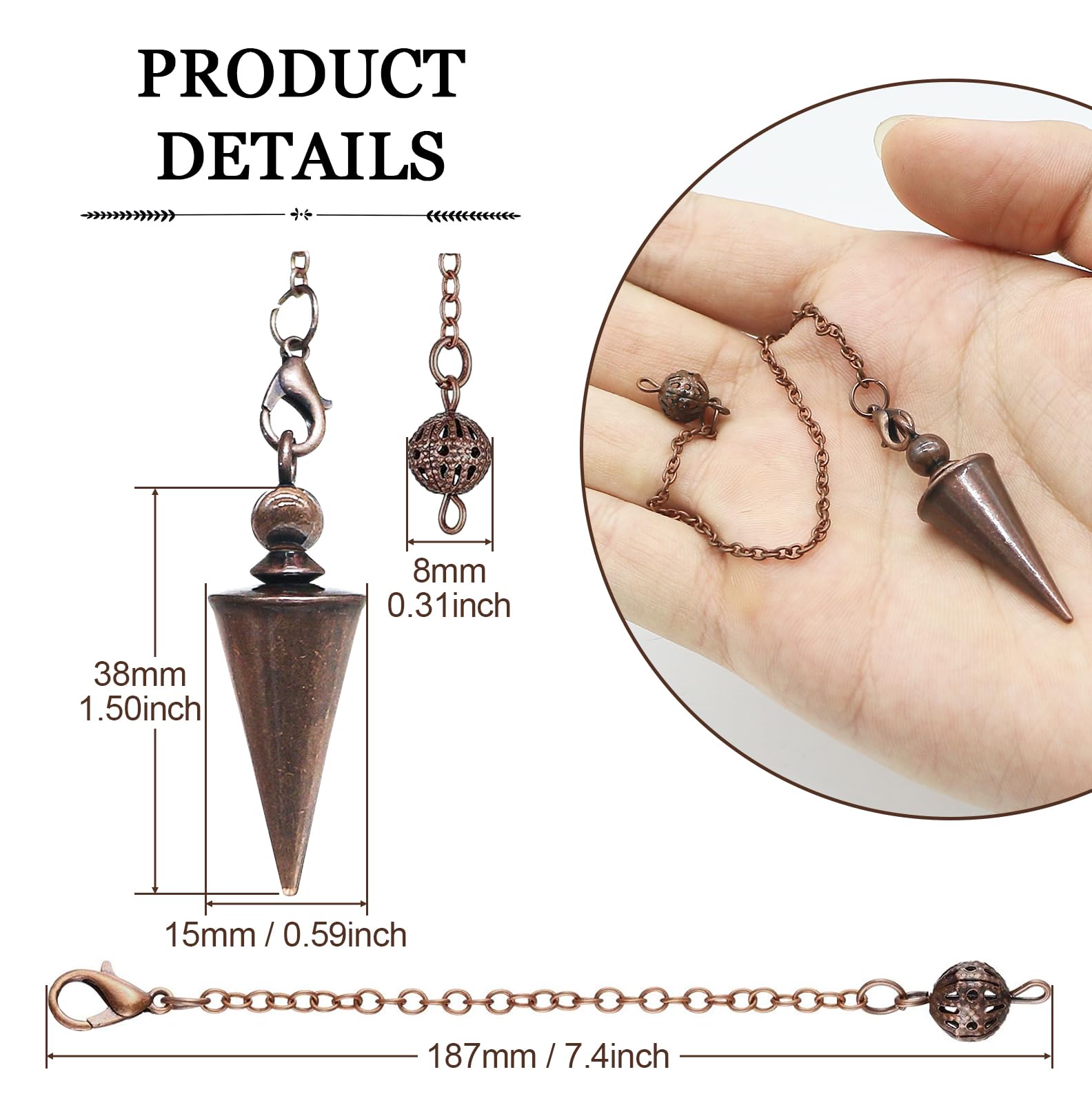 Pendulum board-ready copper pendulum for precise yes/no readings