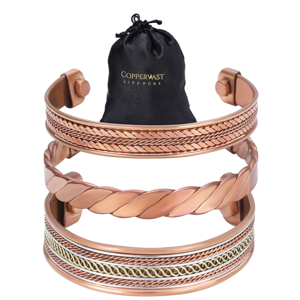 Coppervast braided bracelet close-up shows pure copper shine for daily wear.