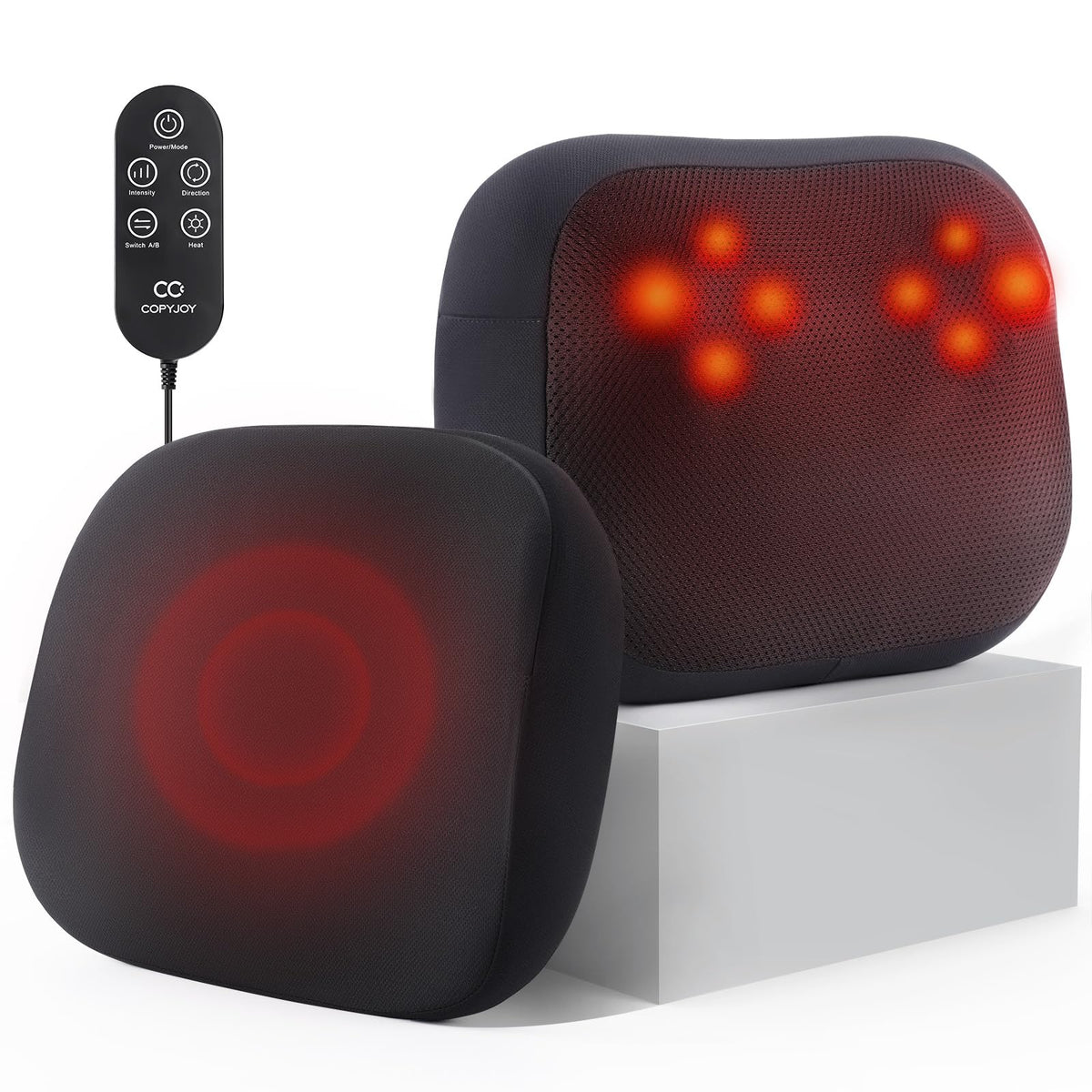 COPYJOY back massager with heat targets the lower back for soothing warmth.