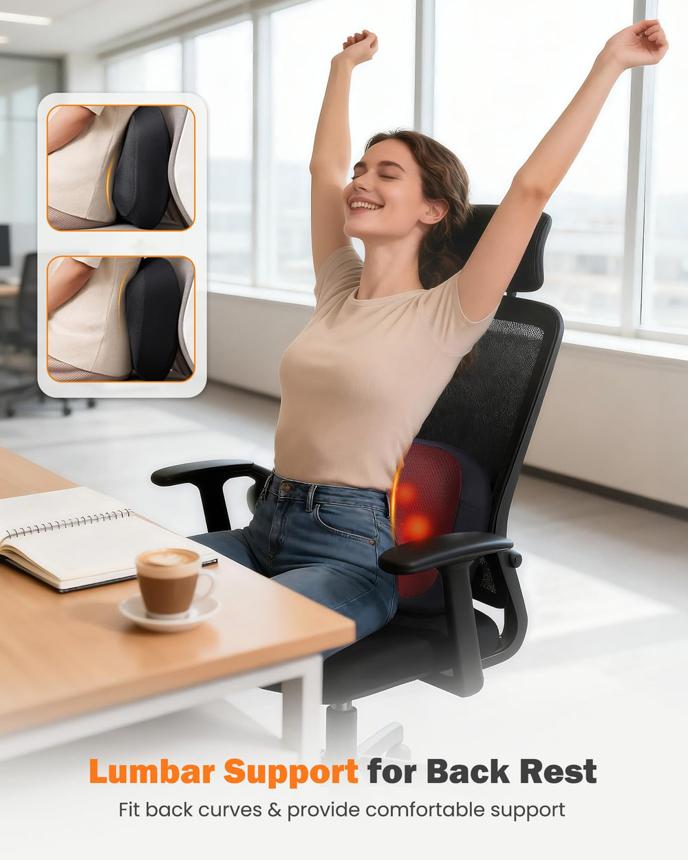COPYJOY compact office massager fits on your chair for quick relief.