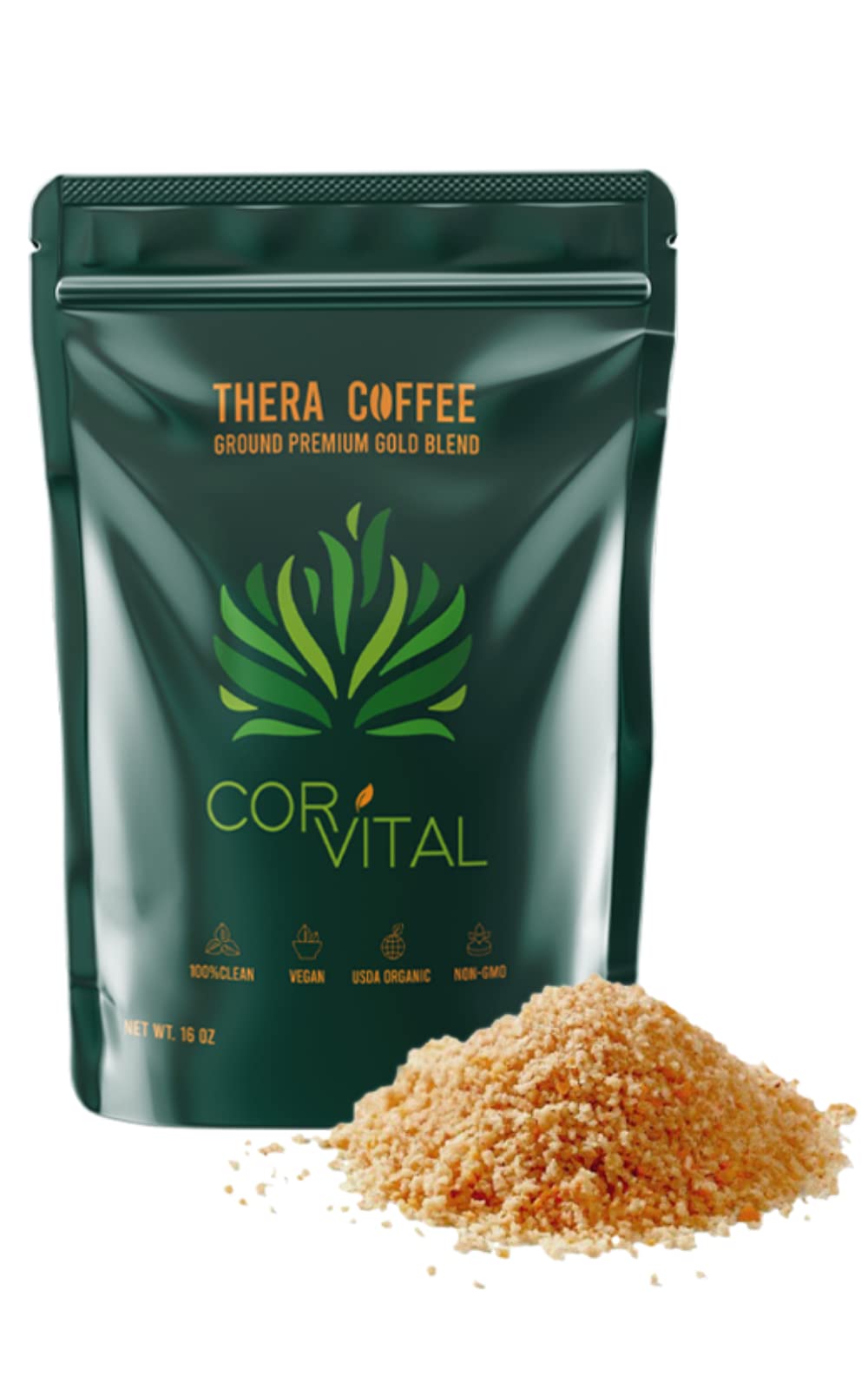 Cor-Vital 1lb coffee enema packaging highlighting a clean, mold-free option.