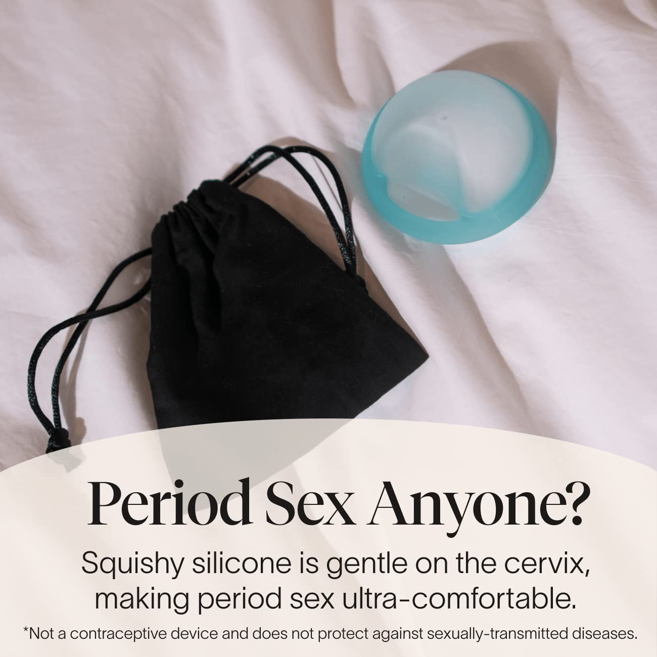 Cora menstrual disc soft silicone surface providing gentle contact with skin.