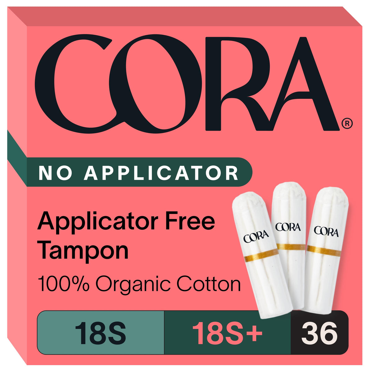 Cora non-applicator tampons packaging highlights compact, eco-friendly design for convenient on-the-go protection.