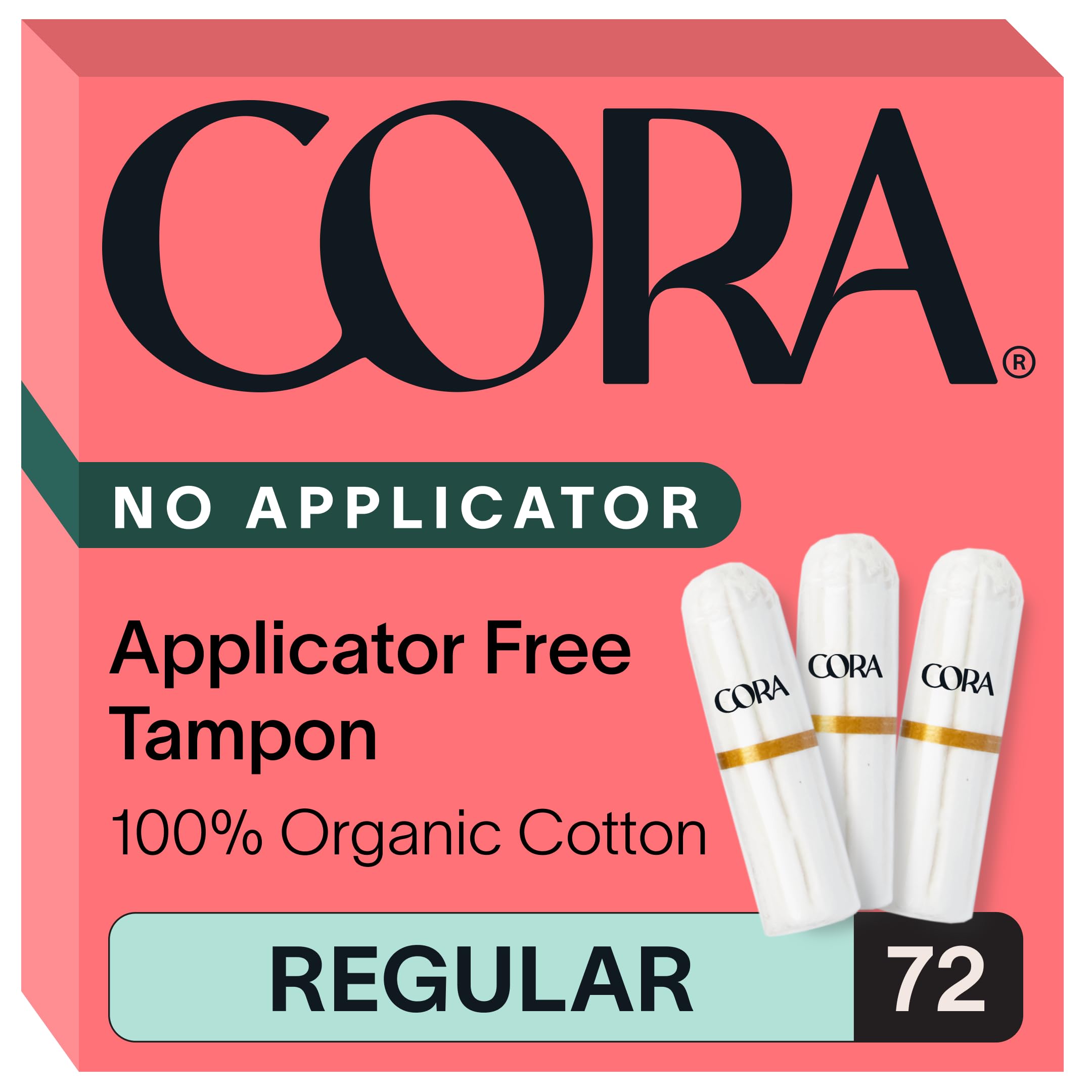 Cora organic non-applicator tampons packaging varies for eco-friendly convenience
