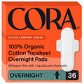 Cora 100% Organic Cotton Topsheet Pads — Overnight Pads (36 Count)