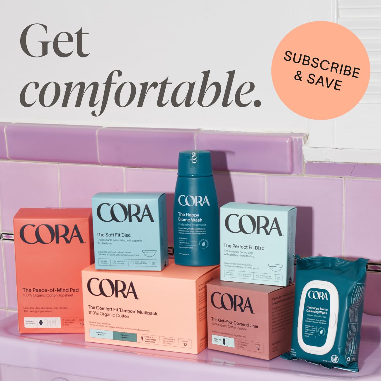 Proceeds support access to period products and education with Cora.