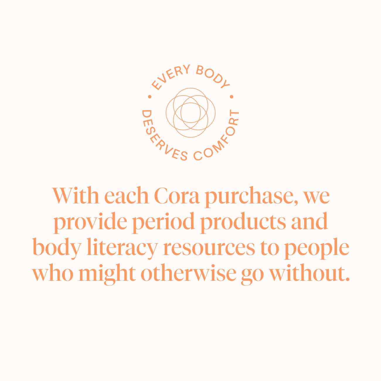 Cora impact image highlights donation program and body literacy resources