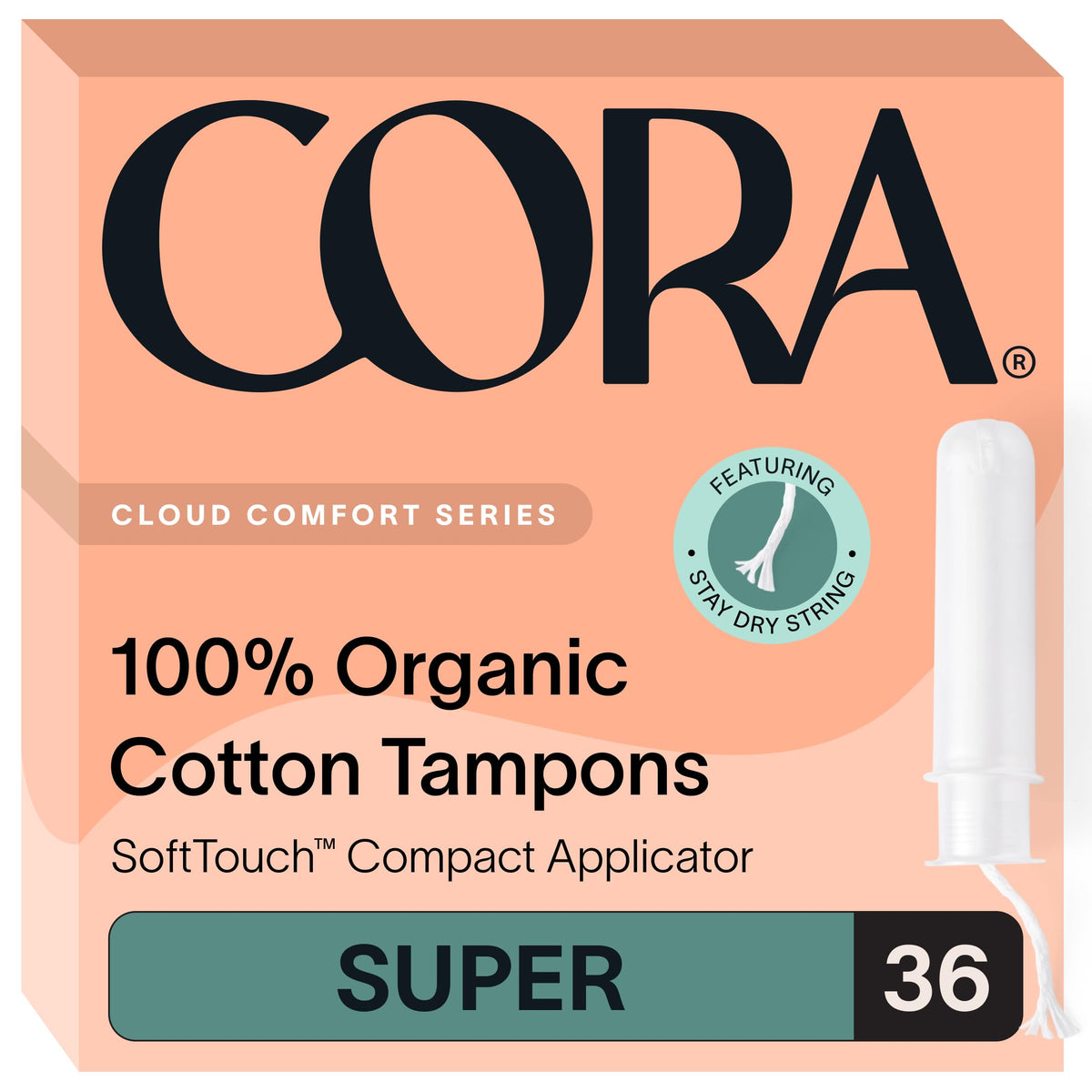 Cora Organic Tampons packaging shows the new look for convenient on-the-go care.