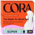 Cora 100% Organic Cotton Topsheet Pads – 34 Made-to-Move Super Pads