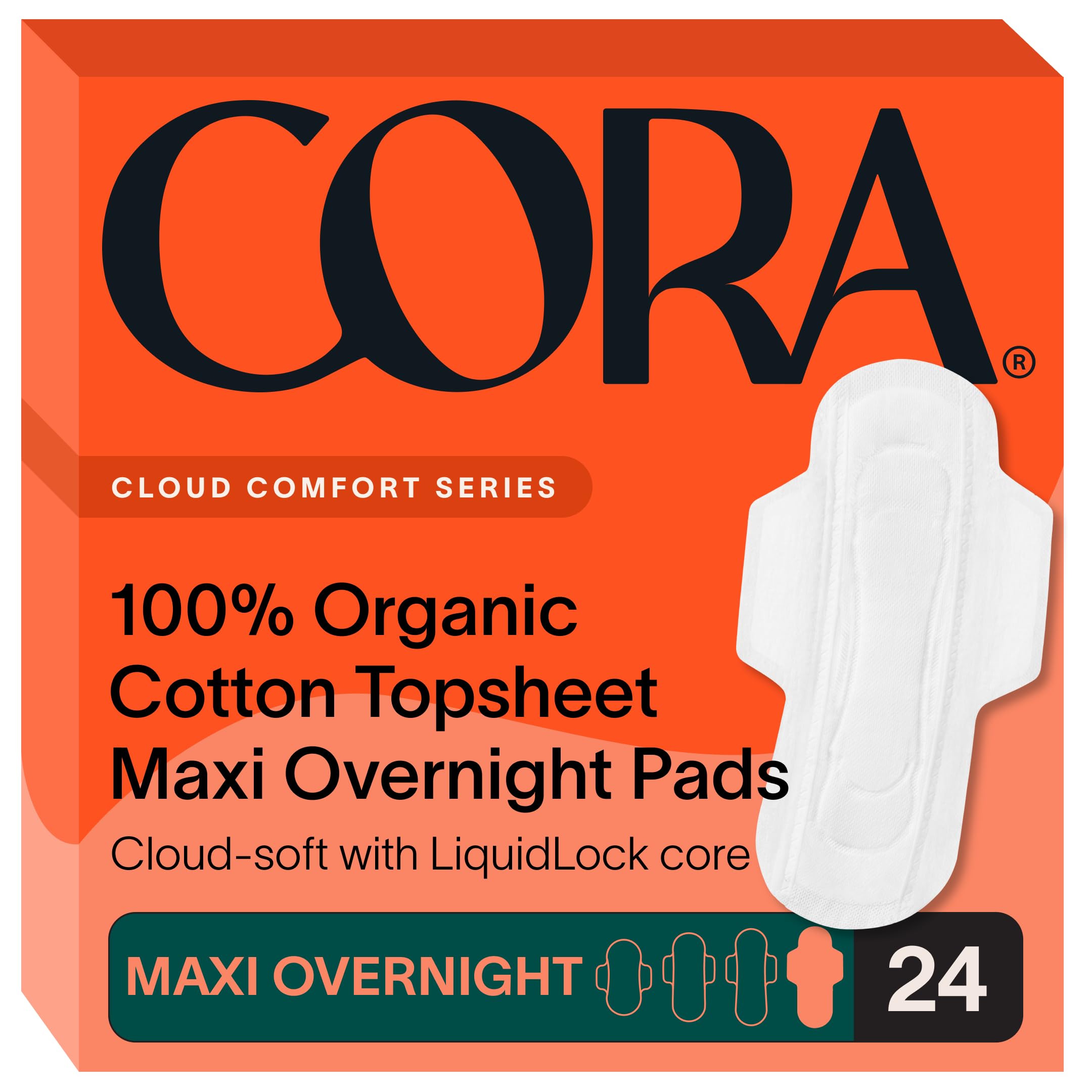 Cora 100% organic cotton topsheet pad; breathable all-night comfort.