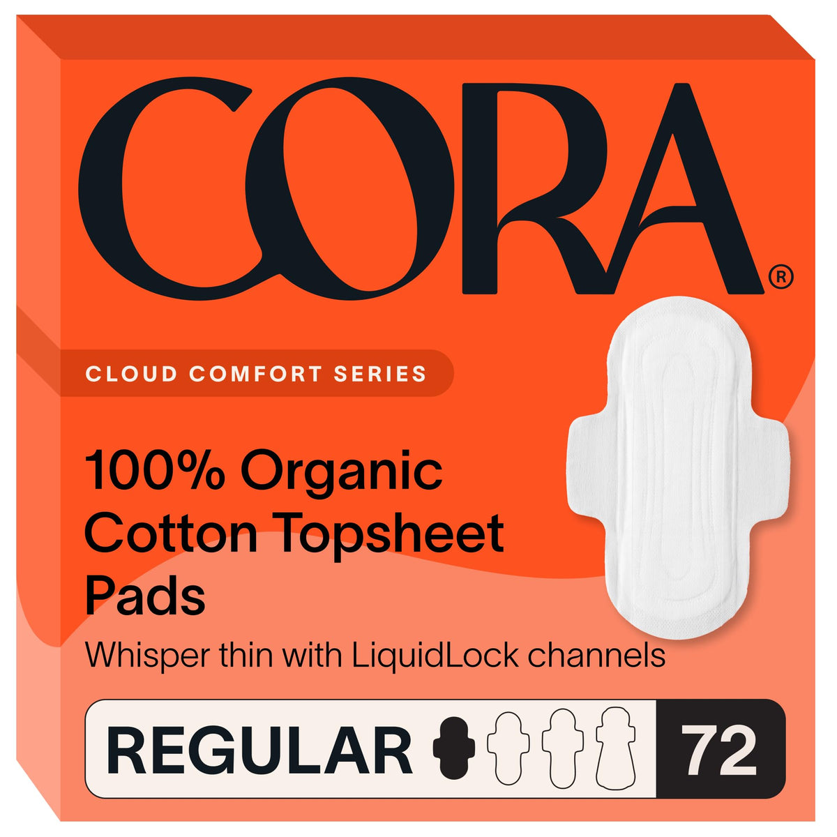 Cora Topsheet Pads ultra-thin with wings for secure protection.