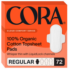 Cora Topsheet Pads ultra-thin with wings for secure protection.