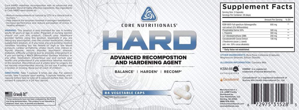 Core HARD bottle pour showing convenient daily dosing and stacking options.