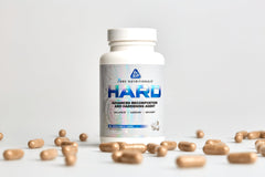 Core HARD label close-up highlighting KSM-66, DIM, and L-Theanine ingredients.