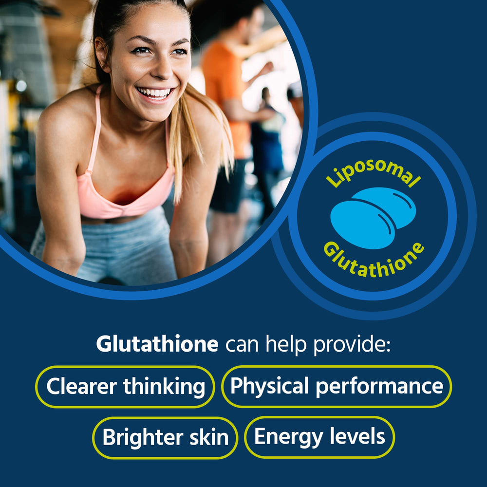 Core Med Science Liposomal Glutathione bottle back with nutrition details and immune-support hints.