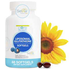Core Med Science Liposomal Glutathione bottle front view with easy-to-swallow capsules.