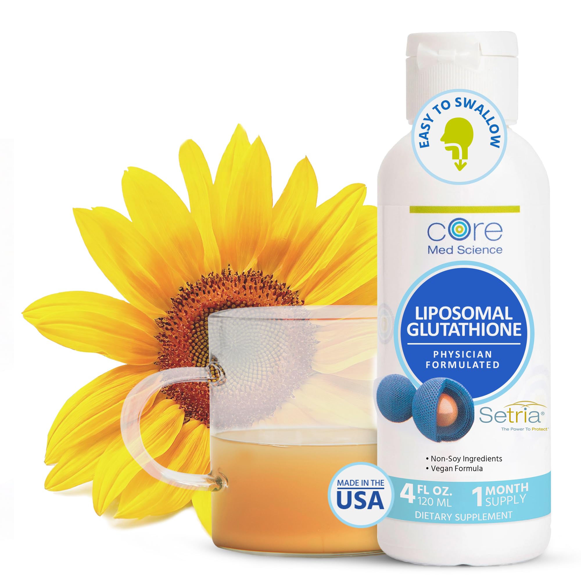 Core Med Science Liposomal Glutathione liquid bottle for daily antioxidant support.
