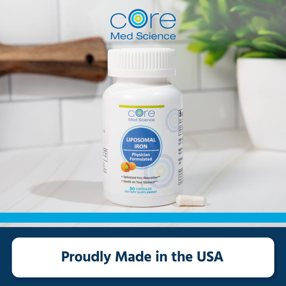 Core Med Science bottle shown beside planner for daily regimen.