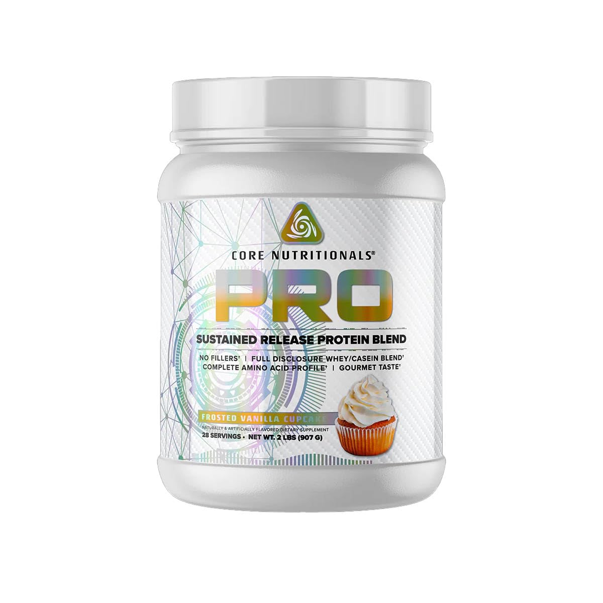 Core Nutritionals Pro Sustained Release Whey bottle showcasing durable packaging for steady recovery options