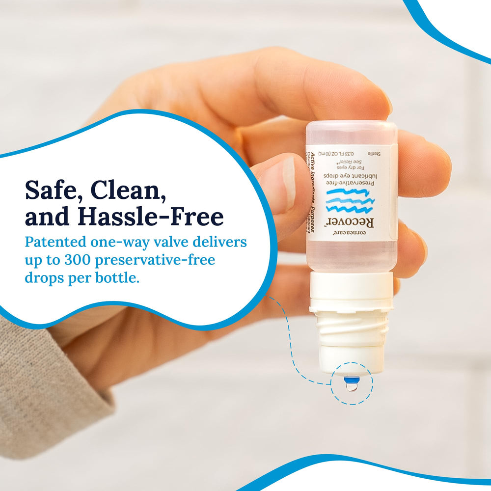 Applying CorneaCare Recover as part of a daily routine for eye comfort.