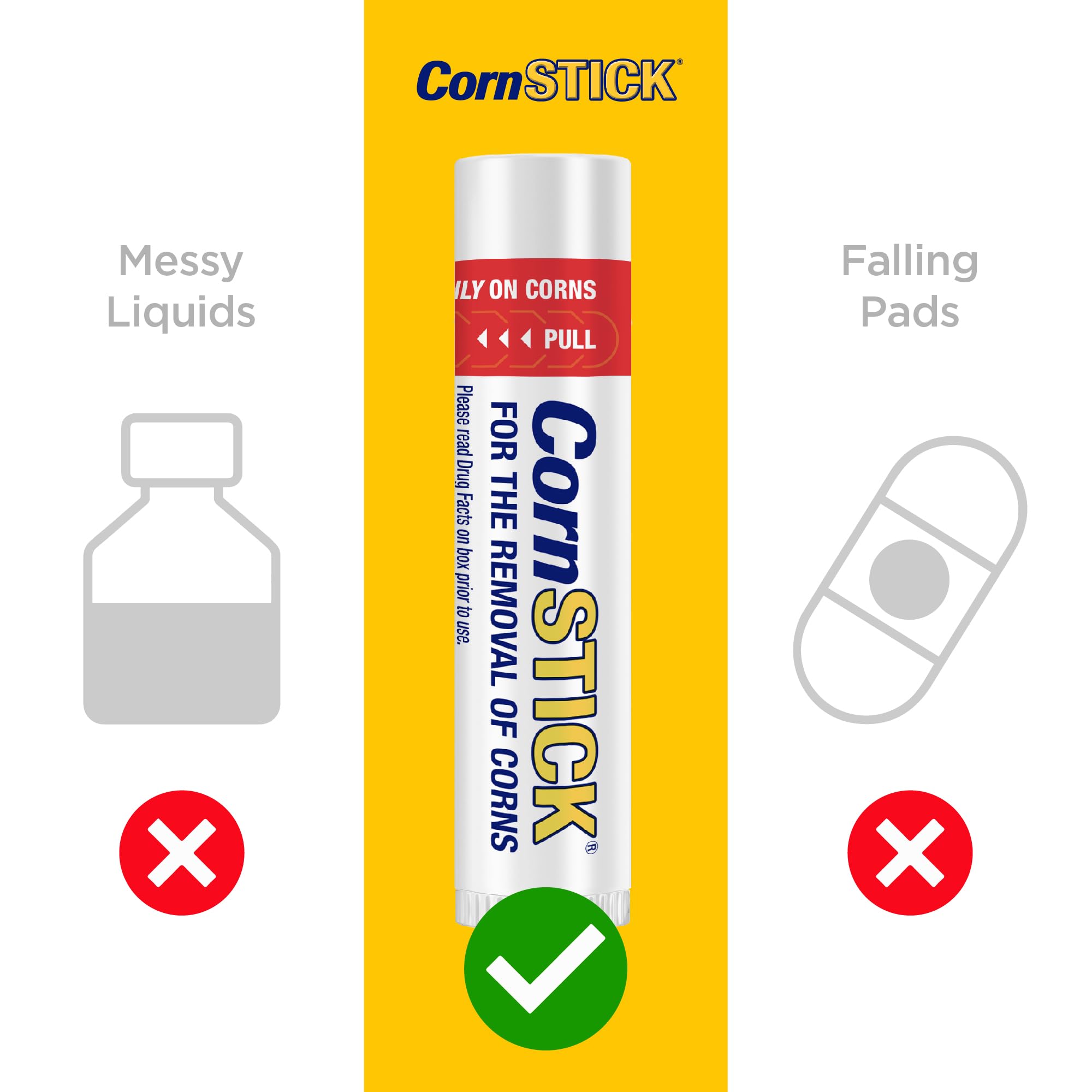 CornStick foot-care with shoes scene conveys everyday practicality
