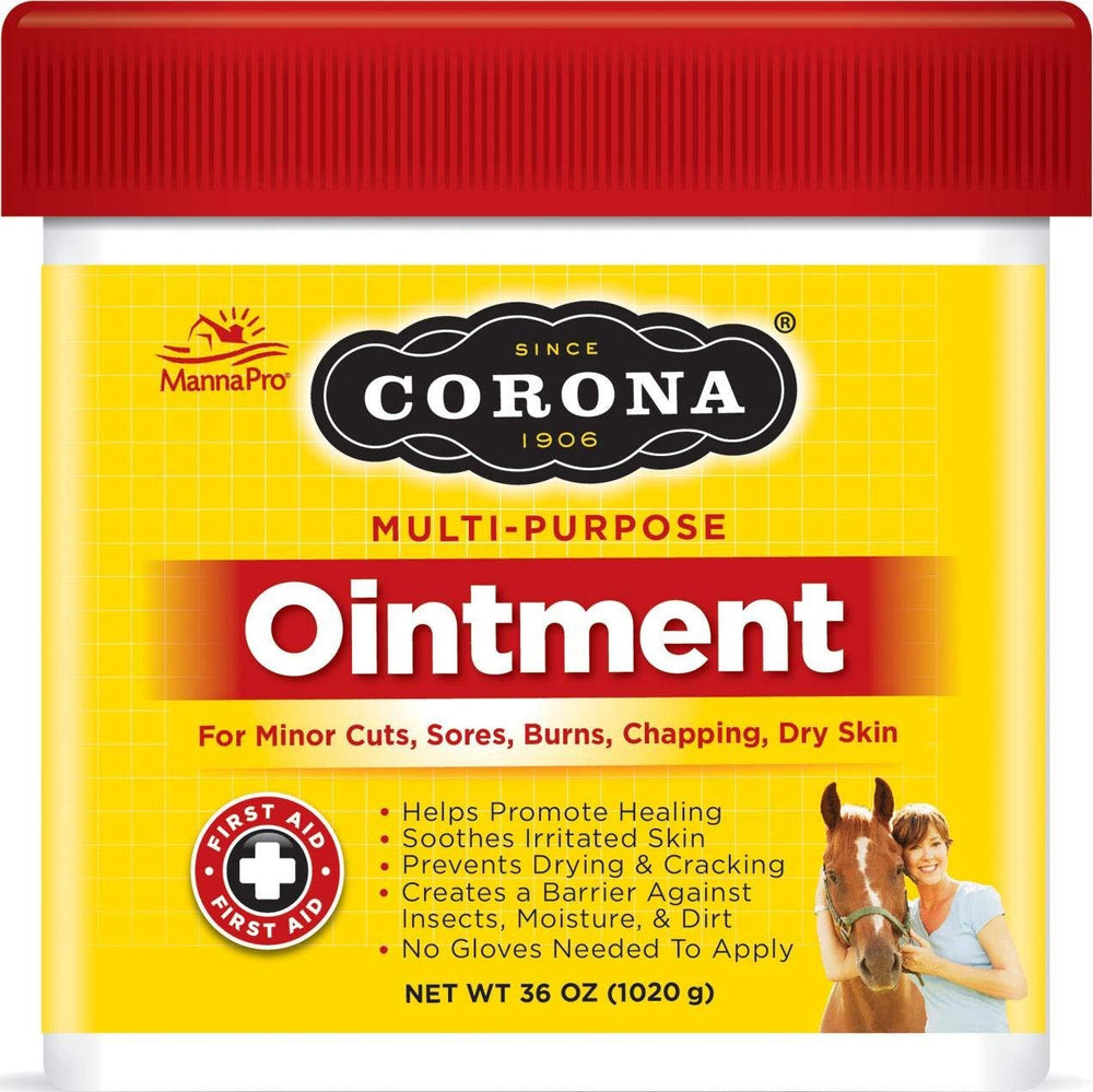 Corona Multi-Purpose Ointment bottle provides wound protection and skin soothing for horses.