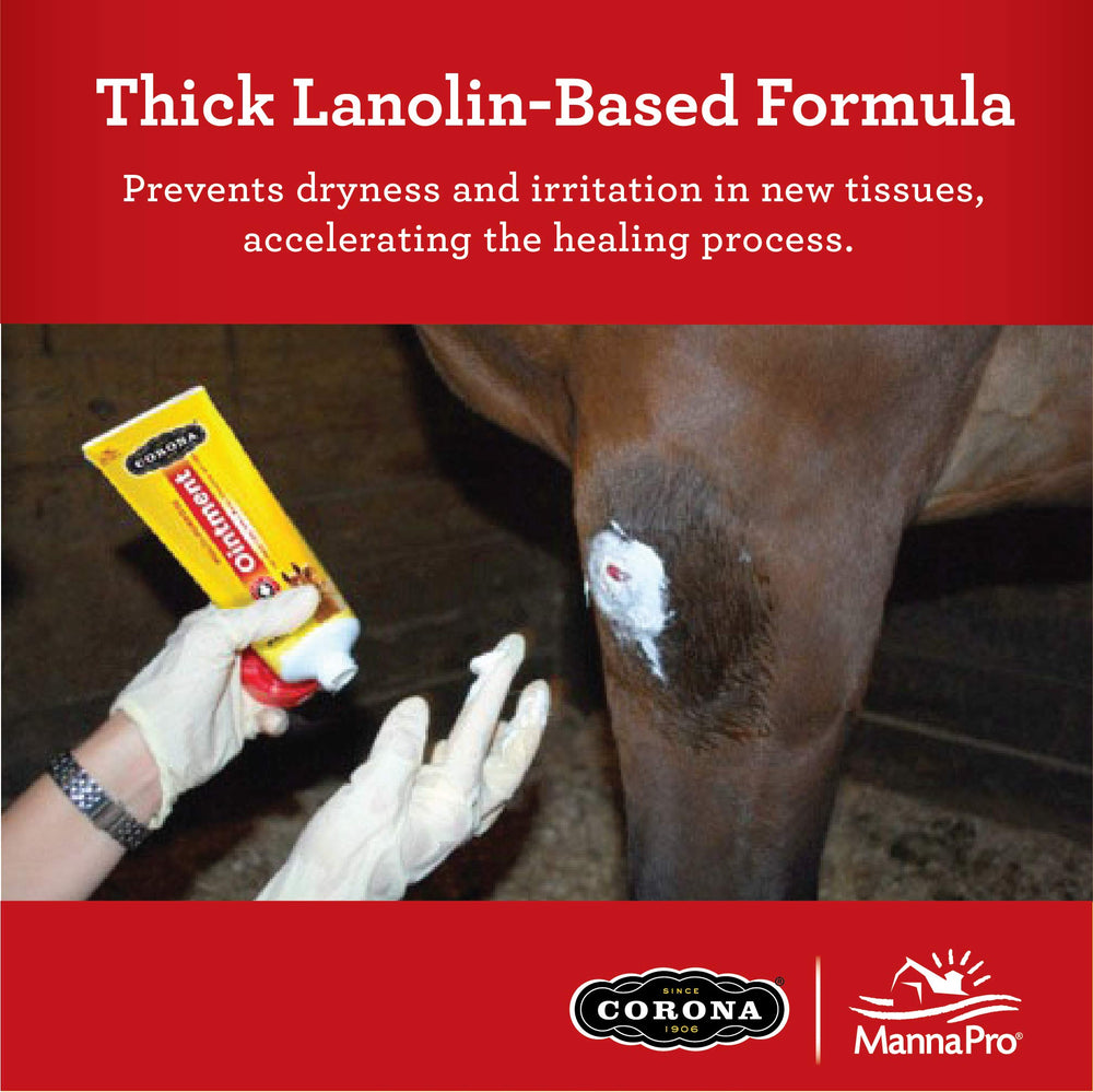 Corona Ointment application on skin demonstrating safe, glove-free use.