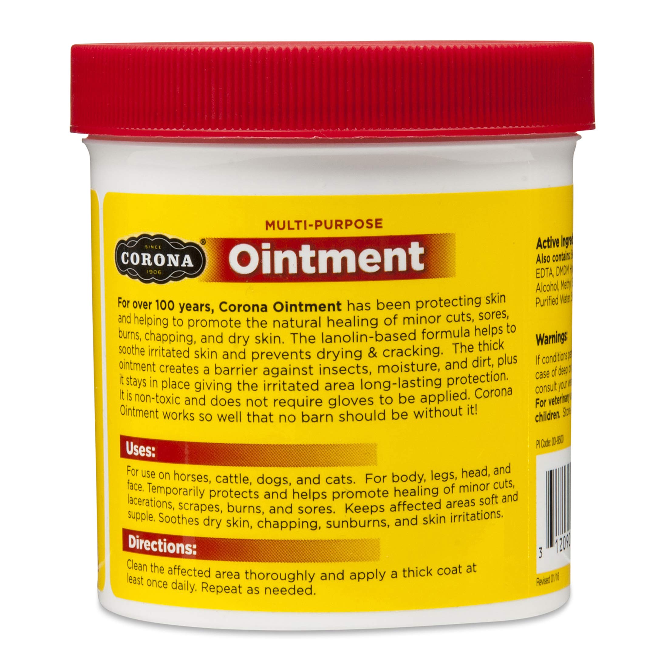 Corona Ointment lanolin-base close-up highlighting moisture retention for skin and hoof care.