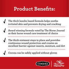Corona Ointment texture close-up showing thick, soothing lanolin richness for irritated skin.