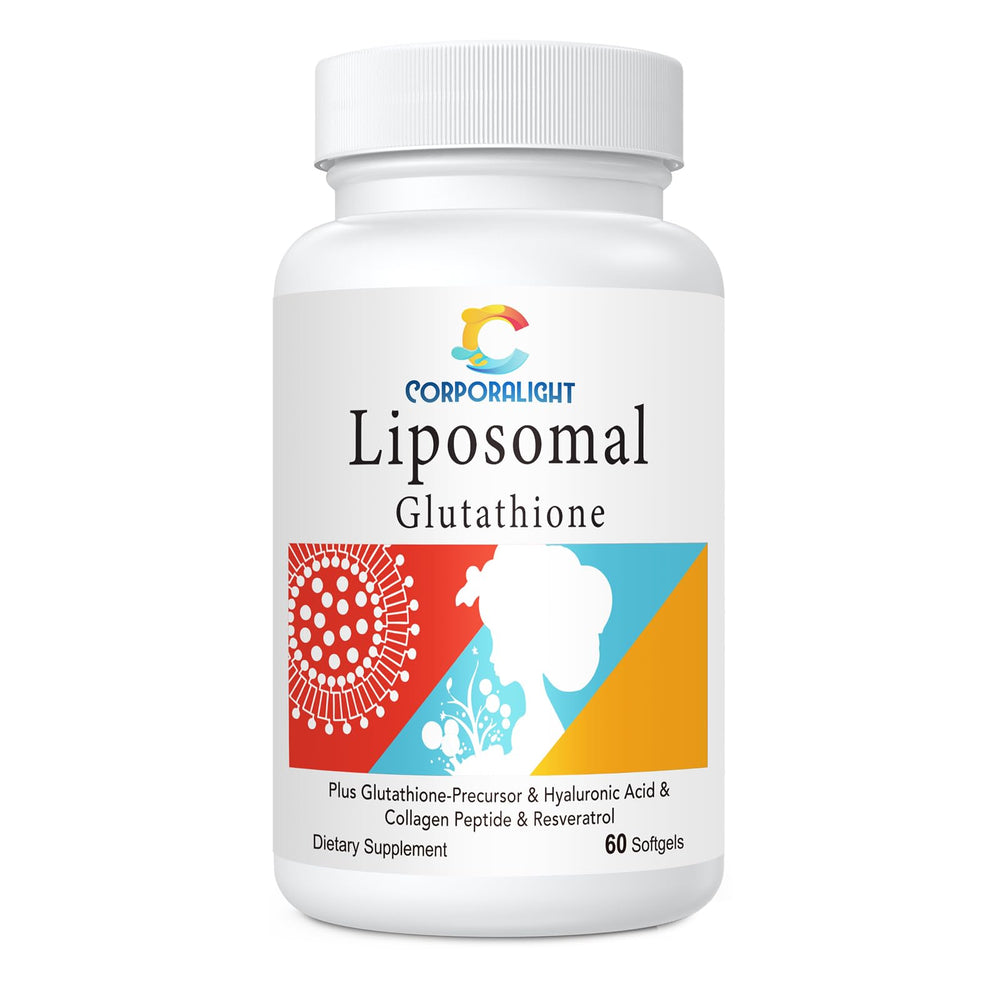 CORPORALIGHT liposomal glutathione softgel bottle, high-potency antioxidant support.