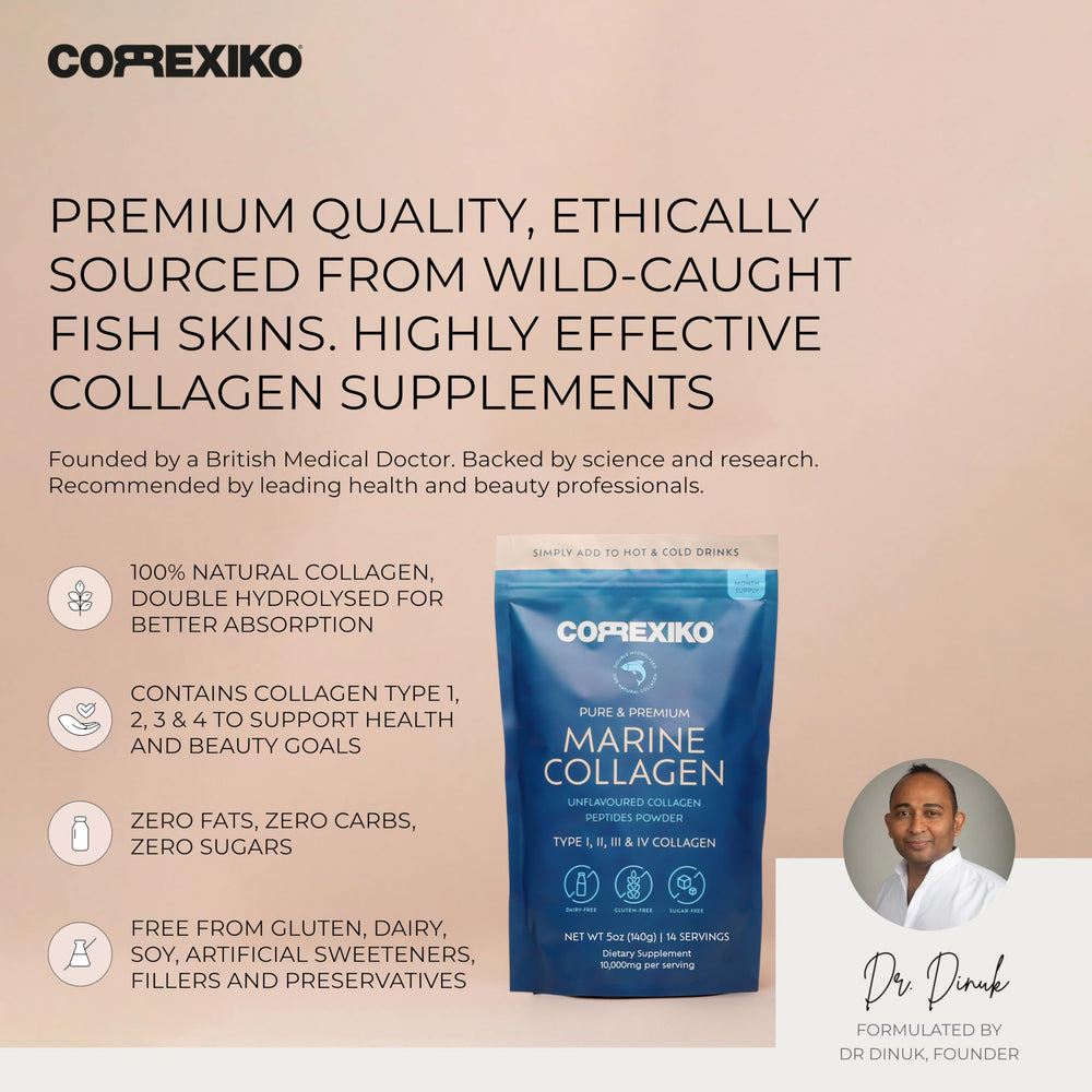 CORREXIKO marine collagen coffee-mix—easy morning addition.