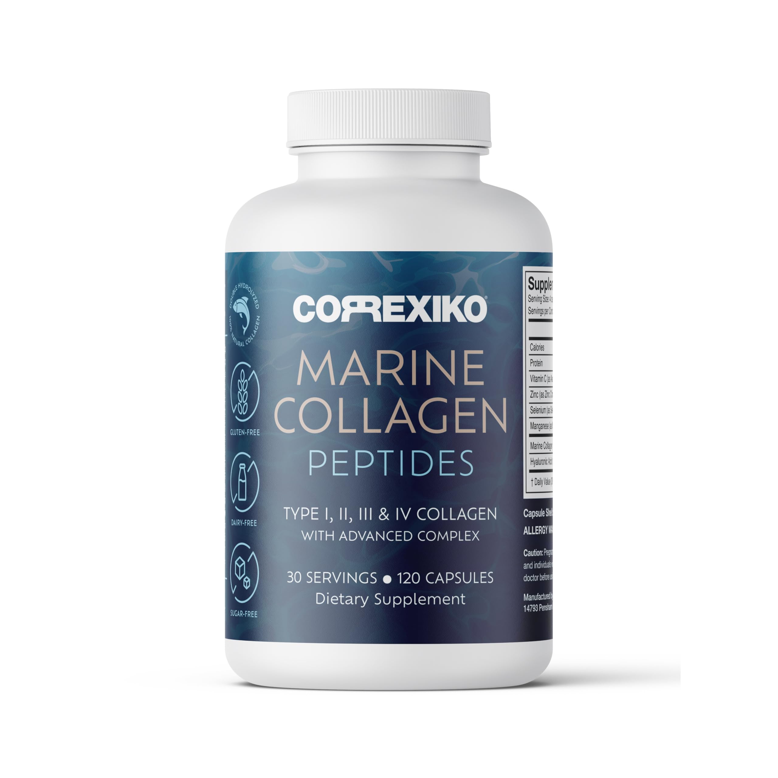 CORREXIKO marine collagen pills bottle supports daily skin and nail care