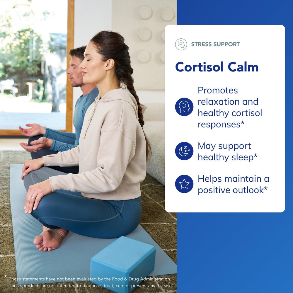Pure Encapsulations Cortisol Calm ingredients label including ashwagandha and L-Theanine for calming support.