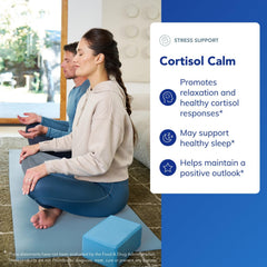 Pure Encapsulations Cortisol Calm ingredients label including ashwagandha and L-Theanine for calming support.