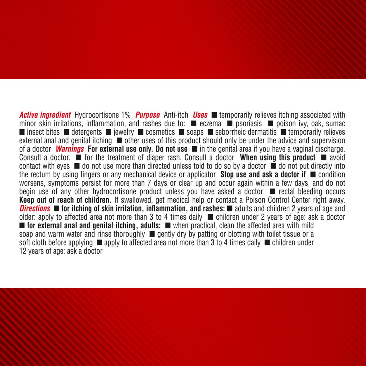 Cortizone-10 1% hydrocortisone cream label close-up for quick relief.