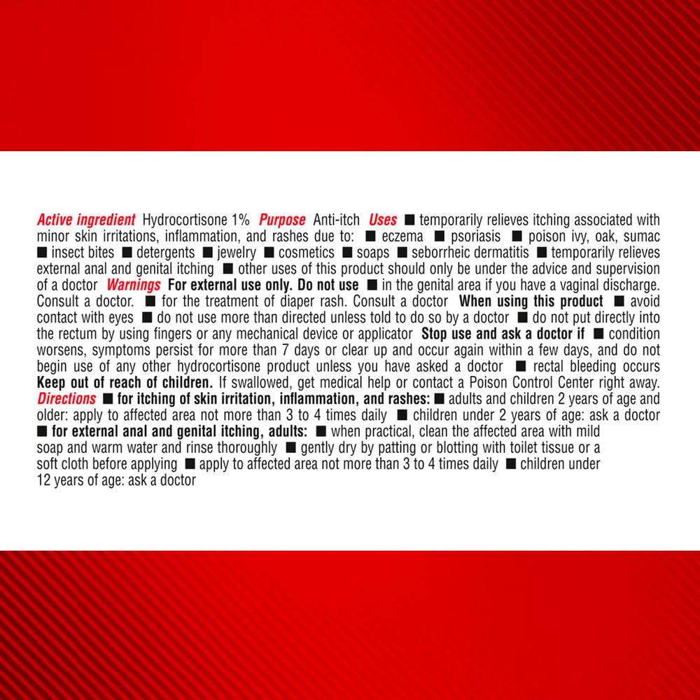 Cortizone-10 1% hydrocortisone cream label close-up for quick relief.
