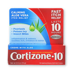 Cortizone 10 cream half-ounce black bottle for quick itch relief and portability