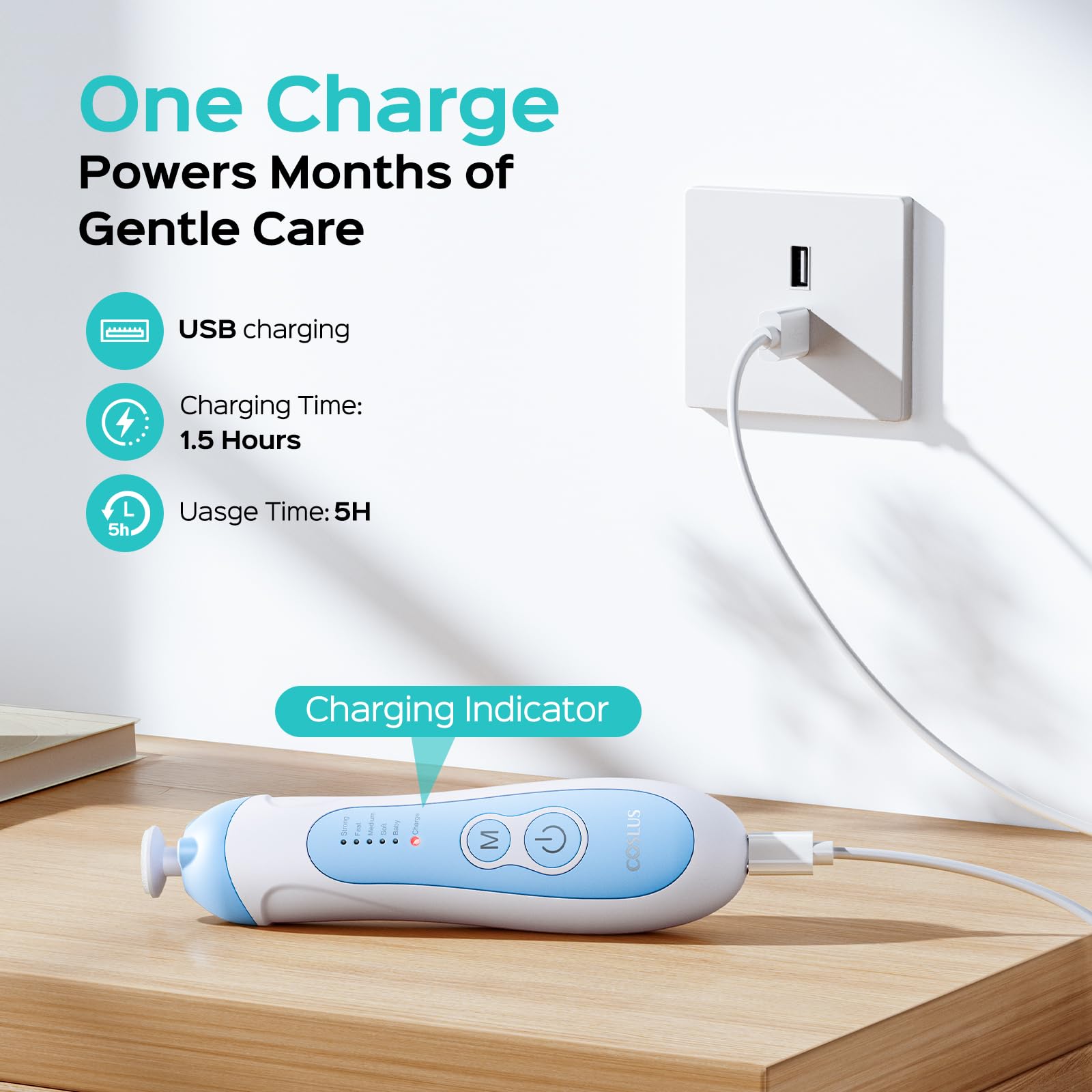 COSLUS CPC-certified safe and gentle design with skin-sensing feature.